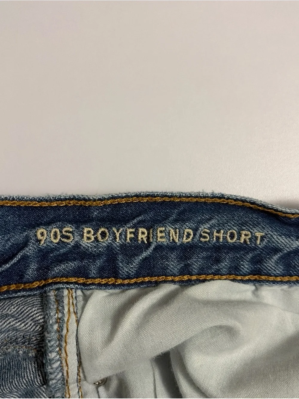 American Eagle 90’s Boyfriend Distressed Light Blue Denim‎ Cutoff Shorts